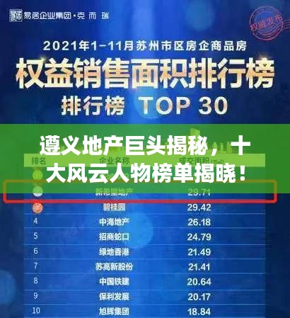 遵义地产巨头揭秘，十大风云人物榜单揭晓！