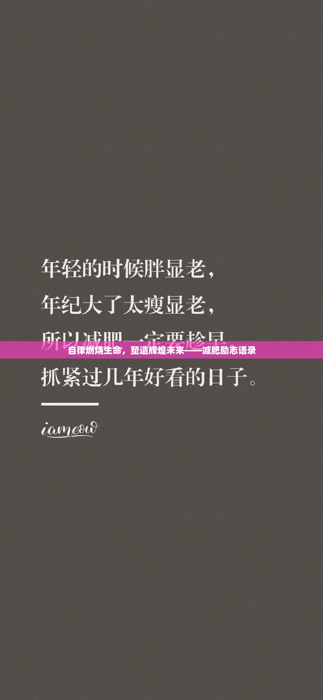 自律燃烧生命，塑造辉煌未来——减肥励志语录