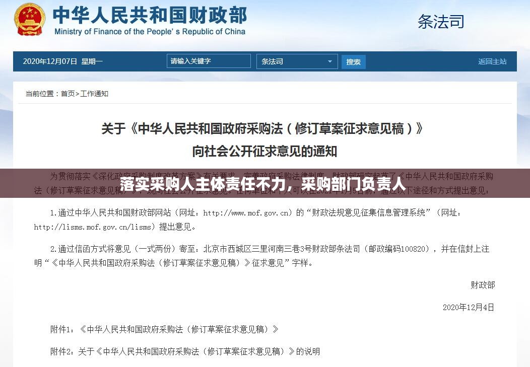 落实采购人主体责任不力，采购部门负责人 