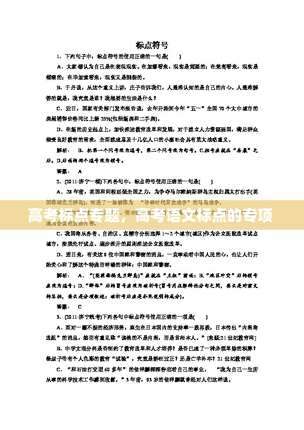 高考标点专题，高考语文标点的专项 